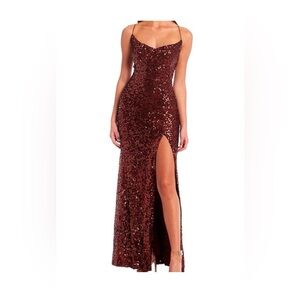 Cowl Neck Sequin Dress, Size 13/14